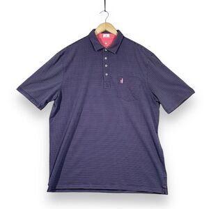 johnnie-O Navy and Pink Striped Polo Shirt